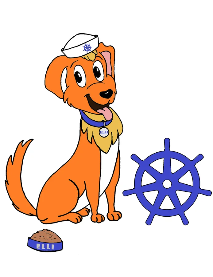 The Kubernetes v1.31 release mascot Elli beside the Kubernetes logo